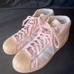 Adidas Women's Pink and Cream Sneakers